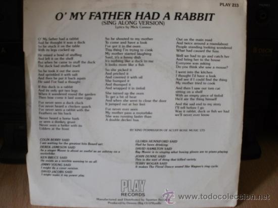 Discos de vinilo: RAY MORE O my father had a rabbit SINGLE - Foto 2 - 36737604